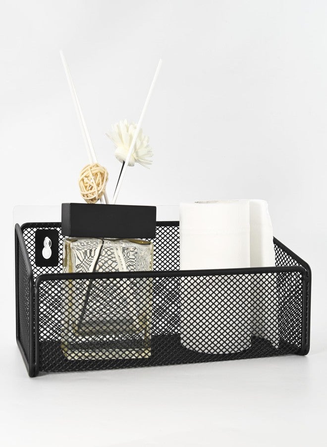 OKOMATCH Bathroom Shelf Over Toilet Storage Basket,Toilet Beside Floating Shelf Mesh Metal Wall Mounted Shelves for Home Organization & Decor Essentials,Kitchen/Living Room Shelves (Black) - Image 4